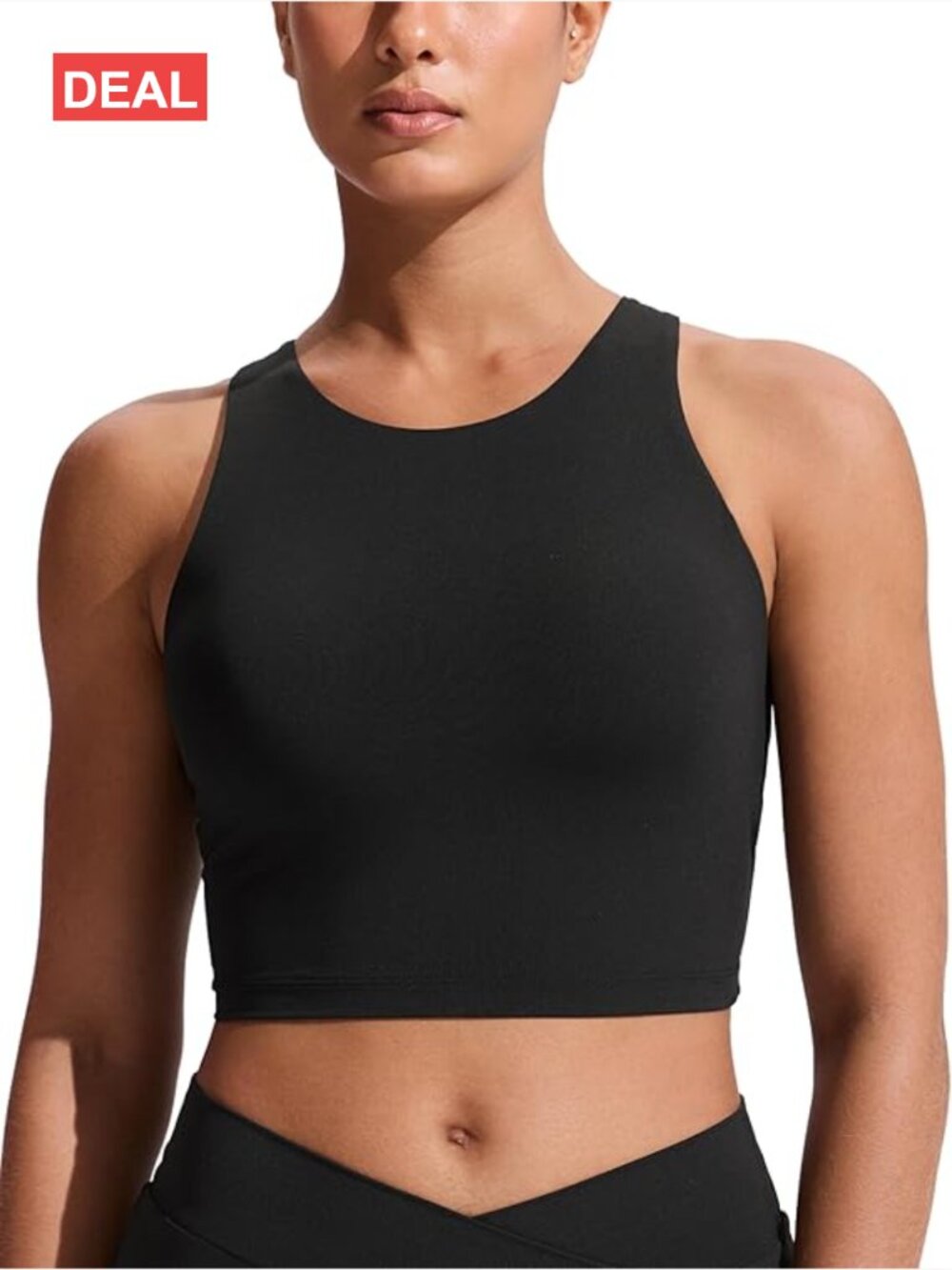 Racerback Bikini Top with Padded High Neck Modest Swim Sports Bathing Bra
